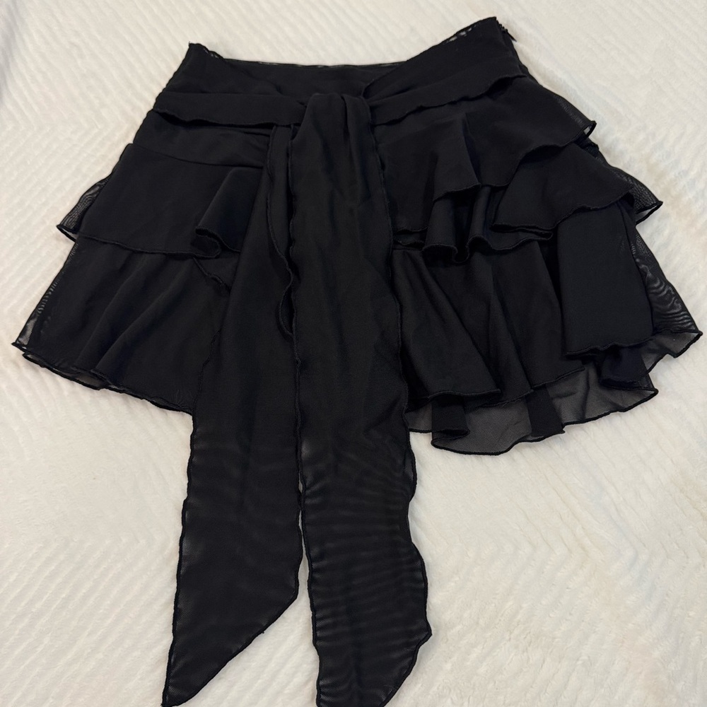 Forever 21 Black Asymmetrical Layered Skirt